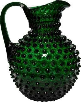 CHEHOMA - Glaskaraffe mit Diamantspitzen-Dekor und breitem Henkel - Smaragdfarben und robust verarbeitet - 2 Liter Wasserkrug oder Tischvase - Höhe: 23 cm - Emerald