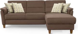 CAVADORE Schlafsofa Palera / Federkern-Ecksofa mit Schlaffunktion und Bettkasten / 244 x 89 x 163 / Mikrofaser-Bezug, Hellbraun