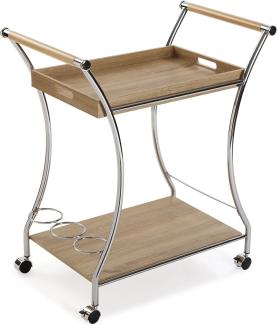 Versa Driana Wagen für Küche, Wohnzimmer oder Esszimmer, moderne Servierwagen, , Maßnahmen (H x L x B) 78,5 x 42 x 68,5 cm, MDF-Holz und Metall, Farbe: Braun