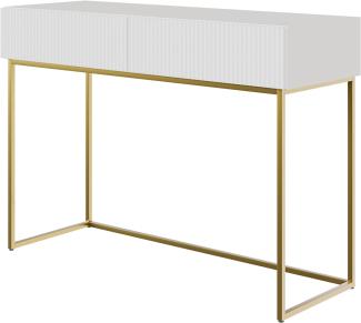 Selsey Veldio - Schminktisch mit Zwei Schubladen und goldenem Metallgestell, Weiß, 110 cm