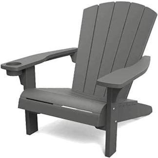 Keter Alpine Adirondack Chair, Outdoor Gartenstuhl aus Kunststoff mit Getränkehalter, grau, wetterfest, amerikanischer Design-Klassiker, für Garten, Terrasse und Balkon, 93 x 81 x 96,5 cm