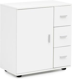 Badschrank FB52416 Weiß 60x65,5x33 cm Midi-Schrank mit Tür & Schubladen