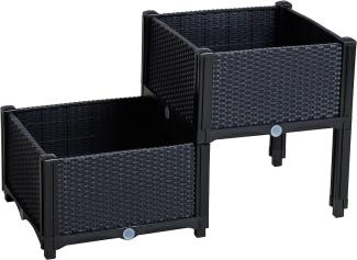 Blumenbeet Hochbeet Gemüsebeet 77x40x44 cm Pflanzbeet Polyrattan Schwarz