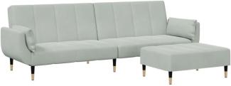 Schlafsofa 2-Sitzer mit Fußhocker Hellgrau Samt 3258151