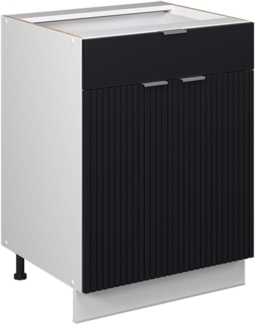Küchenunterschrank Fame-Line Schwarz gestreift 60 cm mit Schublade, ohne Arbeitsplatte Vicco