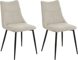 byLIVING Esszimmerstuhl 2er Set Carlo/Webstoff Taupe/Gestell Metall schwarz/Küchenstuhl / 4-Fuß-Stuhl/Polsterstuhl/B 59, H 88, T 47 cm