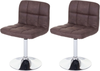 2er-Set Esszimmerstuhl Kavala, Drehstuhl Stuhl, Wildlederimitat Chrom ~ vintage dunkelbraun