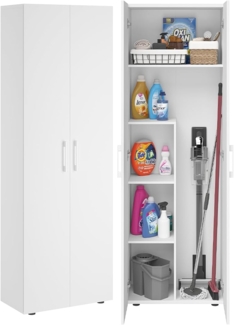 Bellamio 'Apol' Mehrzweckschrank, weiß, 176x33x60 cm, Besenschrank mit Staubsaugerfach und 4 weiteren Fächern