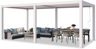 PRIMEYARD Pergola 3x6 m Aluminium Pfosten mit Lamellendach aus Aluminium weiße Terrassenüberdachung