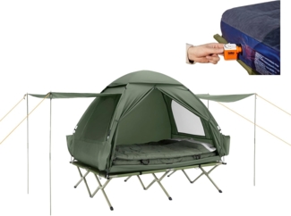 SoBuy Feldbett OGS32 Campingzelt 4in1-Zelt mit Campingliege Schlafsack Luftmatratze