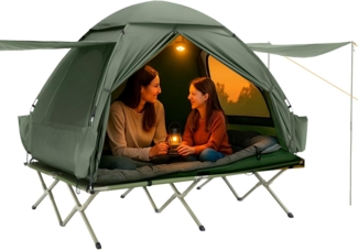 SoBuy Feldbett OGS32 Campingzelt 4in1-Zelt mit Campingliege Schlafsack Luftmatratze