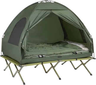 SoBuy Feldbett OGS32 Campingzelt 4in1-Zelt mit Campingliege Schlafsack Luftmatratze