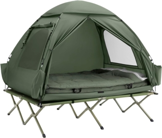 SoBuy Feldbett OGS32 Campingzelt 4in1-Zelt mit Campingliege Schlafsack Luftmatratze