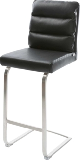 Barstuhl Pela-Flex Echt-Leder Schwarz Freischwinger flach Edelstahl