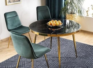 Esstisch Küchentisch Calw 100x100cm Marmor schwarz Gold