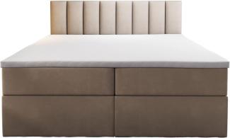 Palermo Boxspringbett mit Bettkästen H3 Matratze mit Topper (Beige, 200x200 cm)
