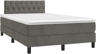 vidaXL Boxspringbett mit Matratze Dunkelgrau 120x190 cm Samt 3269856