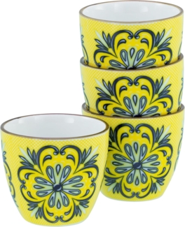 CreaTable, 21891, Serie Aladin Gelb, 4-teiliges Geschirrset, Espresso Set aus Steinzeug