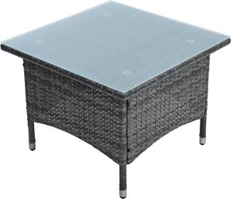 Beistelltisch Tisch Polyrattan Gartentisch Rattan Balkontisch Anthrazit-Grau