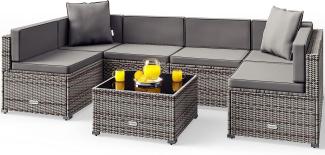 CASARIA Polyrattan Lounge Set XL Melbourne, 7 cm Auflagen Rückenkissen