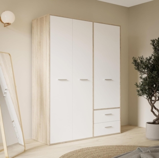 Forte 'MOKKARO' Kleiderschrank, Sonoma Eiche/Weiß, 145 x 200 x 53 cm