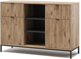 Vicco Kommode Viking Oak 120x81.2 cm mit 2 Schubladen und 2 Türen, Eliza
