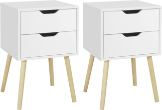 Yaheetech 2er Set Nachttisch Nachtschrank Nachtkommode mit 2 Schubladen Schlichter Beistselltisch Beine aus Massivholz Sofatisch für Schlafzimmer/Wohnzimme, 40 × 40 × 61 cm