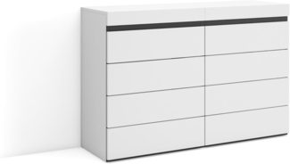 Skraut Home | Kommode mit Schubladen | Aufbewahrungsschrank | 114 x 75 x 35 cm | Für Schlafzimmer, Zimmer | Sideboard, Schrank | Moderner Stil | Weiß und Schwarz