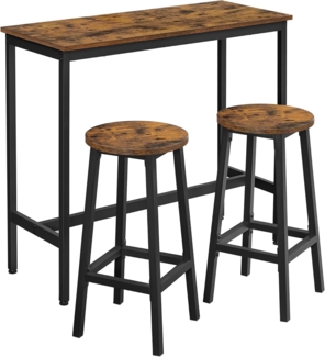Songmics 'Vasagle' Bartisch-Set mit 2 Barhockern, Industrie-Design, vintagebraun-schwarz