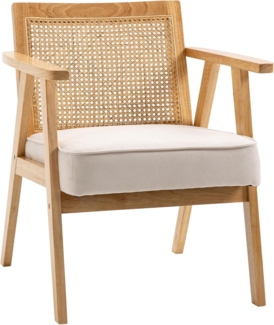 HOMCOM Relaxsessel Wohnzimmer Relaxsessel mit Armlehnen, Sitzkissen (Loungesessel, 1-St, Lesesessel), Polstersessel für Schlafzimmer Creme