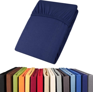aqua-textil Viana Spannbettlaken 180x200-200x200 cm dunkel blau Baumwolle Spannbetttuch Jersey Laken