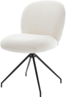 Esszimmerstuhl Nube-Flex Bouclé Soft Beige Kreuzgestell konisch Schwarz Taschenfederkern