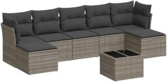 vidaXL 8-tlg. Garten-Sofagarnitur mit Kissen Grau Poly Rattan 3218040