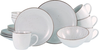 CreaTable 20317 Kombiservice Vintage Nature für 4 Personen, Porzellan, weiß (1 Set, 16-teilig)
