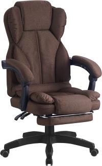 Schreibtischstuhl Bürostuhl Stoff Gamingstuhl Racing Chair Chefsessel mit Fußstütze Braun