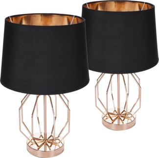 BRUBAKER Nachttischlampe Vintage Tischlampe Gold Gitter Muster, ohne Leuchtmittel, Moderne Tischleuchten mit Metallfuß, Höhe 45 cm, Deko Nachttischlampen