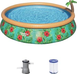 BESTWAY 57416 Fast Set Pool Paradise Palms Swimmingpool Rund Filterpumpe 457x84