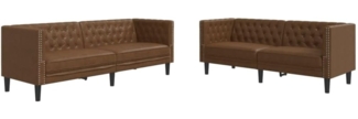 vidaXL 2-tlg. Chesterfield-Sofa-Set Braun Kunstleder Wildleder-Optik 3209280