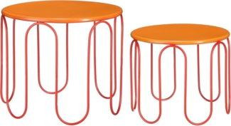 MICA Decorations Dione Beistelltisch, 2 Stück, H40 x Ø46 cm, Metall, Orange