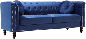 Vente-unique - Sofa 3-Sitzer - Samt - Dunkelblau - TURNER