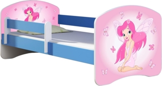 ACMA Kinderbett Jugendbett mit Einer Schublade und Matratze Blau mit Rausfallschutz Lattenrost II 140x70 160x80 180x80 (07 Rosa Fee, 180x80)