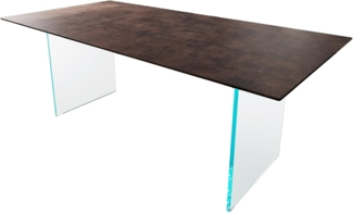 Esstisch Edge 200x100 Glas Antique-braun Gestell Glas