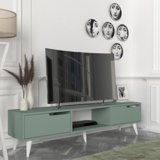 Fernsehschrank Kullila 160x35x40 cm Grün/Weiß [en. casa]