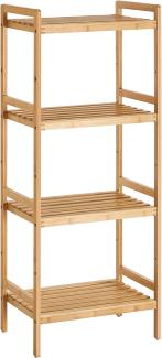 SONGMICS Bambusregal, Küchenregal, Badregal, Bücherregal, Standregal mit 4 Ablagen, 45 x 31,5 x 111 cm, für Bad, Küche, Wohnzimmer, Schlafzimmer, Balkon, naturfarben BCB074N01