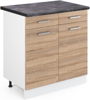 Vicco Küchenunterschrank R-Line, Sonoma/Weiß, 80 cm, AP Anthrazit