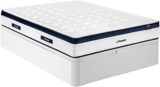 Vente-unique - Set 140 x 190 cm - Bettkasten weiß - Taschenfederkernmatratze 5 Zonen - Kühlender Bezug - Höhe 28 cm - KOROVOU von YSMÉE