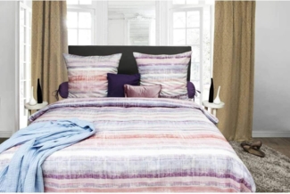 HnL Satin Bettwäsche Gestreift Lila Refined Iza 135x200 cm
