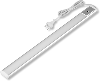 REV Unterbauleuchte Küche LED - Aluminium Schrankbeleuchtung 60cm, 10W, 800 Lumen, 3000K, Küchenbeleuchtung flach mit Sensor, einfache Montage, silber