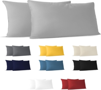 Kissenbezug 40x80 (Set mit 2) - 100% Jersey Baumwolle 150 g/qm Kissenbezüge -Grau - Für Kissen 40x80 cm - Kissenhülle - Kissenbezug - Resistent und Hypoallergen - Dreamzie