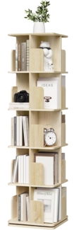 EUGAD drehbares Bücherregal, offener Bücherschrank mit 5 Ebenen, 360° Drehregal Standregal, drehbares Regal Bücher, 40 x 155 x 40 cm, Helle Eiche